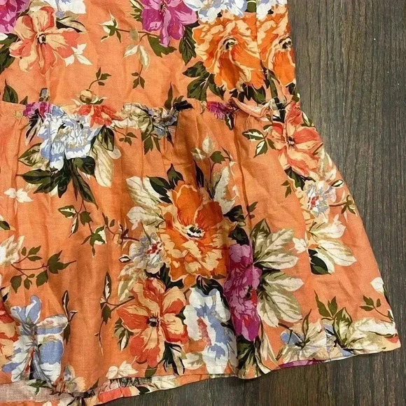 Rachel Roy Floral Paperbag Waist Skirt Orange Summer Boho Chic‎ Belted F11 - Picture 7 of 7